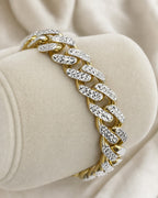 14K 9.5MM Two-Tone Cuban Link Bracelet 8" styled photo