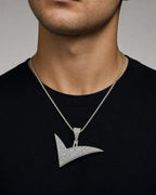 Male model wearing 14K Verified Check Mark Diamond Pendant