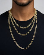 Male model wearing 14K 4.5MM Two-Tone Figaro Link Chain 18-24"
