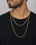 Male model wearing 14K 3.8MM Figaro Two-Tone Chain 18-24"