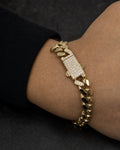 Male model wearing 14K 8.5MM Cuban Link Bracelet 8"