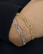 Male model wearing 14K Paperclip Link Diamond Bracelet 7"