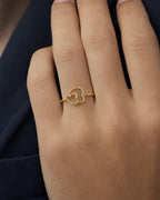 Male model wearing 14K Aime Heart Diamond Ring