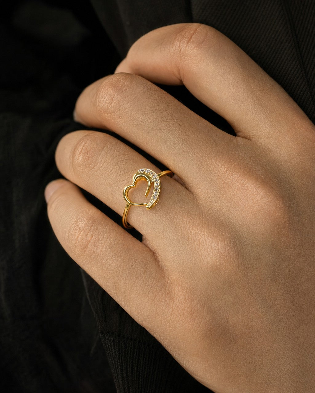 Male model wearing 14K Lover Heart Diamond Ring