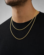 Male model wearing 14K 1.2MM Rope Chain 16-18"