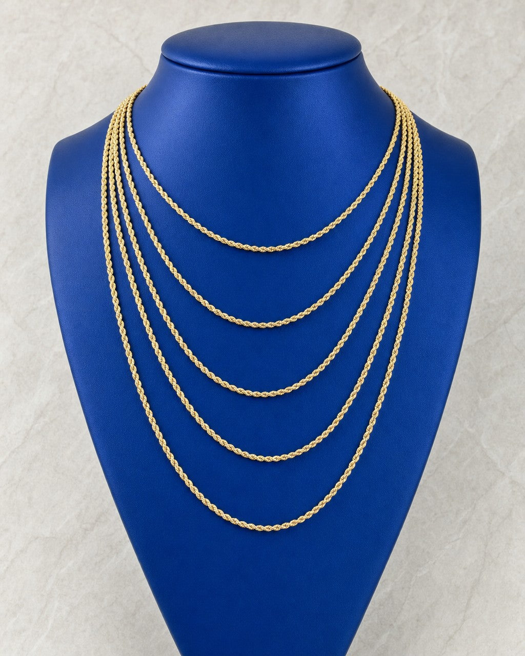 10K Yellow Gold 2MM Rope Chain 16-24" styled photo