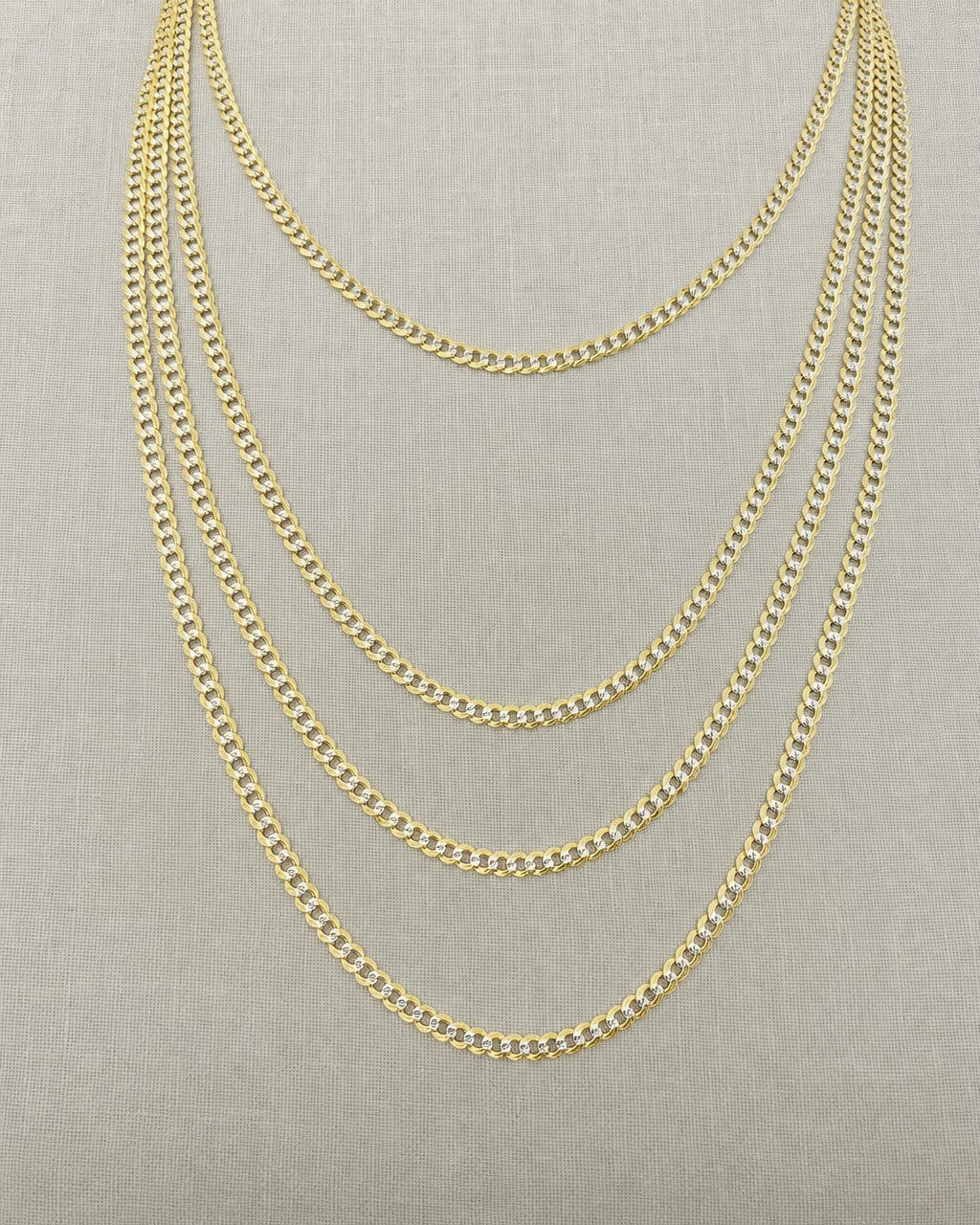 10K Two-Tone Gold 4MM Cuban Link Chain 16-26" styled photo