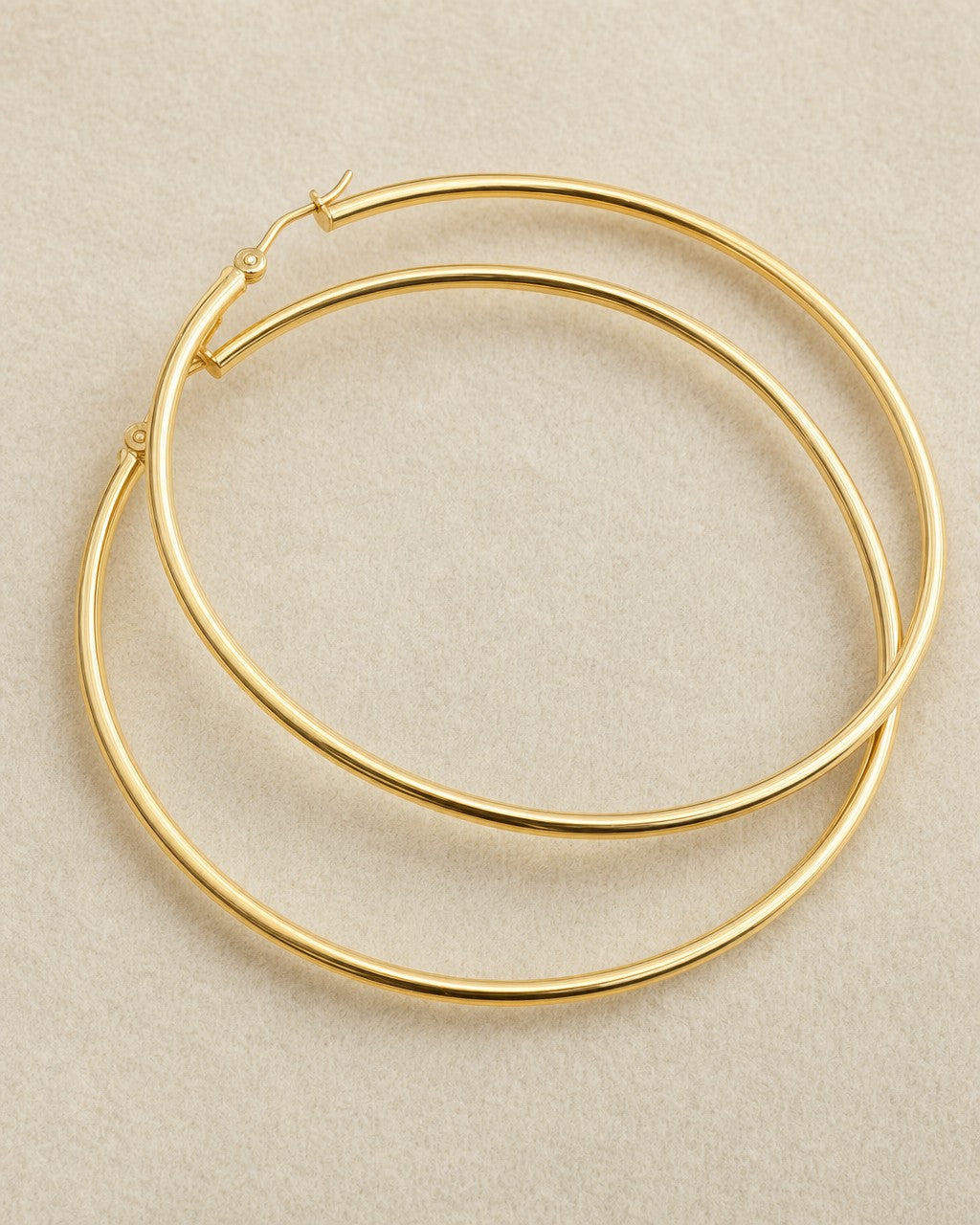 14K 2MM Gold Hoop Earrings styled photo