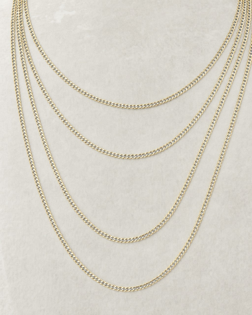2.8MM Two-Tone Flat Cuban Link Chain 16-24" styled photo