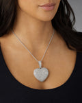 Female model wearing 14K Jumbo Full Heart Diamond Pendant