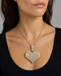 Female model wearing 14K Jumbo Lana Heart Diamond Pendant