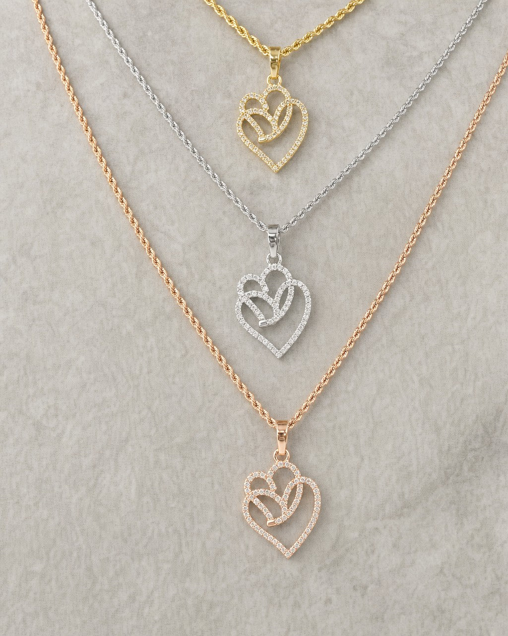 10K Soulmate Heart Diamond Pendant styled photo