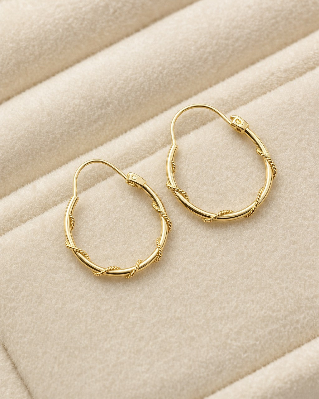 14K Twist String Hoop Earrings styled photo