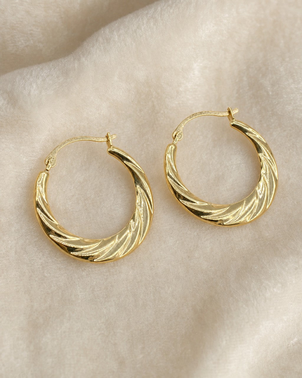 14K Croissant Hoop Earrings styled photo
