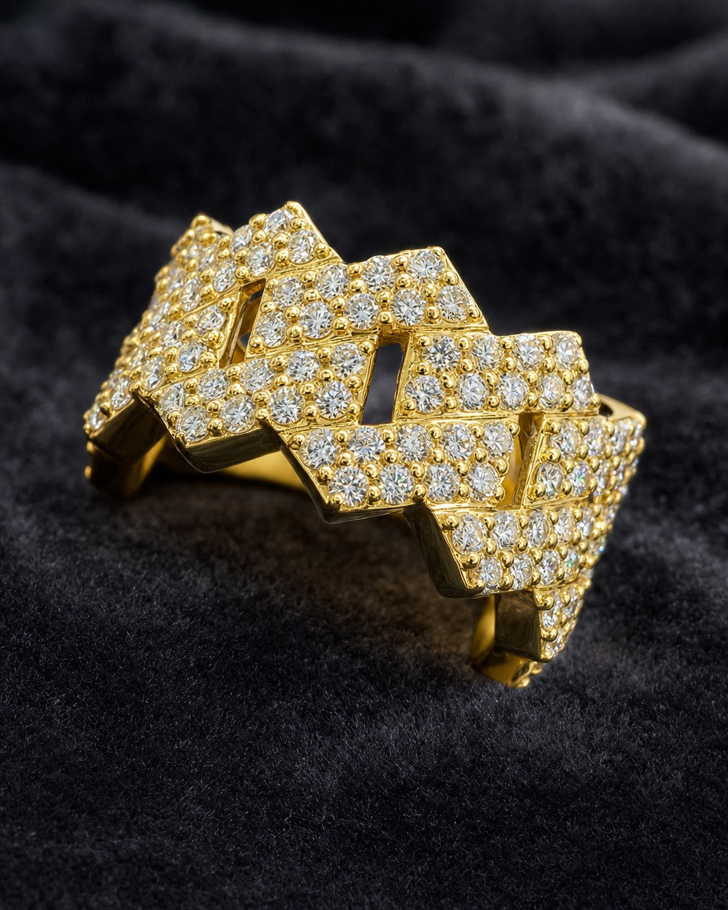 14K Cuban Link Eternity Diamond Ring styled photo