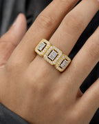 Male model wearing 14K Champion Rectangle Diamond Baguette Ring