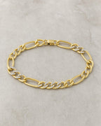 10K Two-Tone Figaro Link Anklet styled photo
