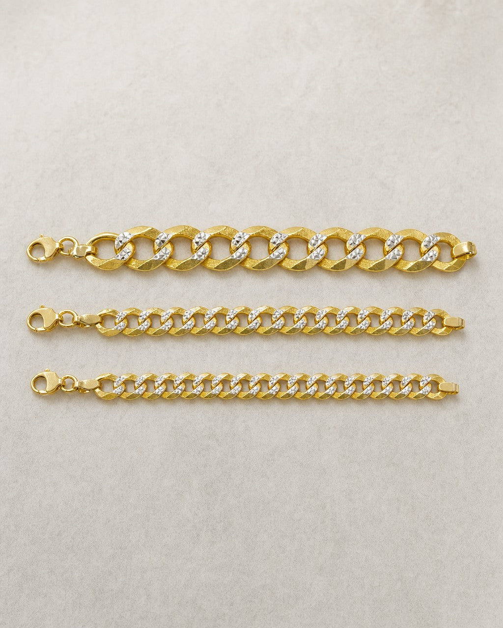 10K Solid Two-Tone Flat Cuban Link Anklet styled photo