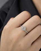 Female model wearing 14K Circle Thin Band Engagement Ring