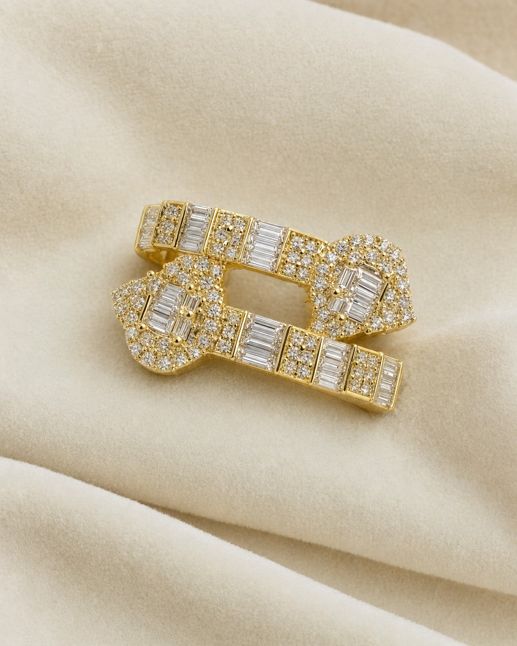 14K Heart Bangle Baguette Ring styled photo