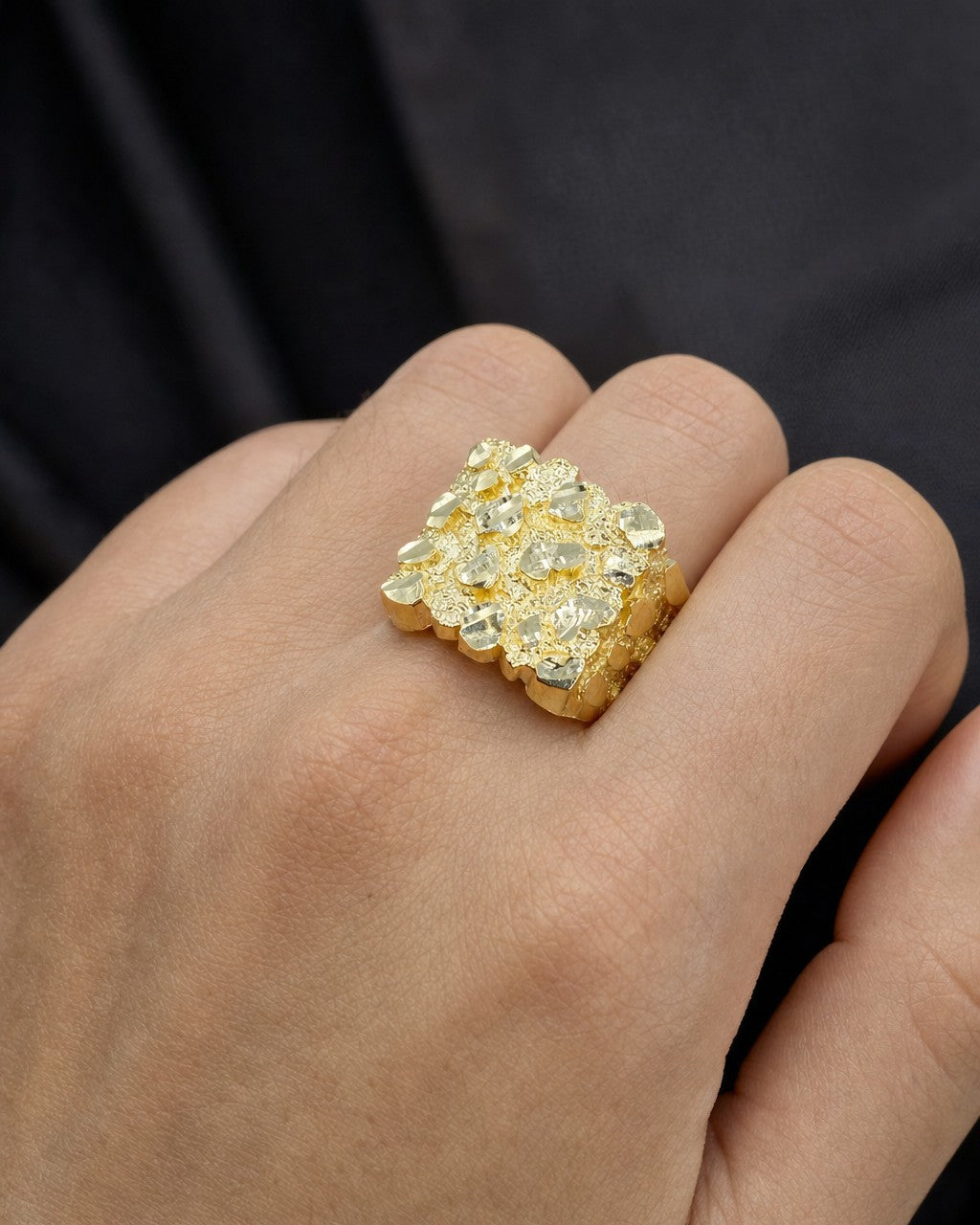 Male model wearing 10K Chunky Nugget Ring