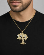 Male model wearing 10K Money Tree Pendant