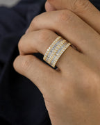Male model wearing 14K Double Row Diamond Baguette Ring