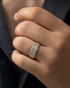 Male model wearing 14K Crown Diamond Baguette Ring