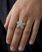 Male model wearing 14K Custom Rounded Star Diamond Ring