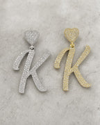 14K Initial K Script Heart Diamond Pendant styled photo
