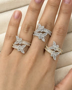 10K Butterfly Diamond Baguette Bangle Ring styled photo