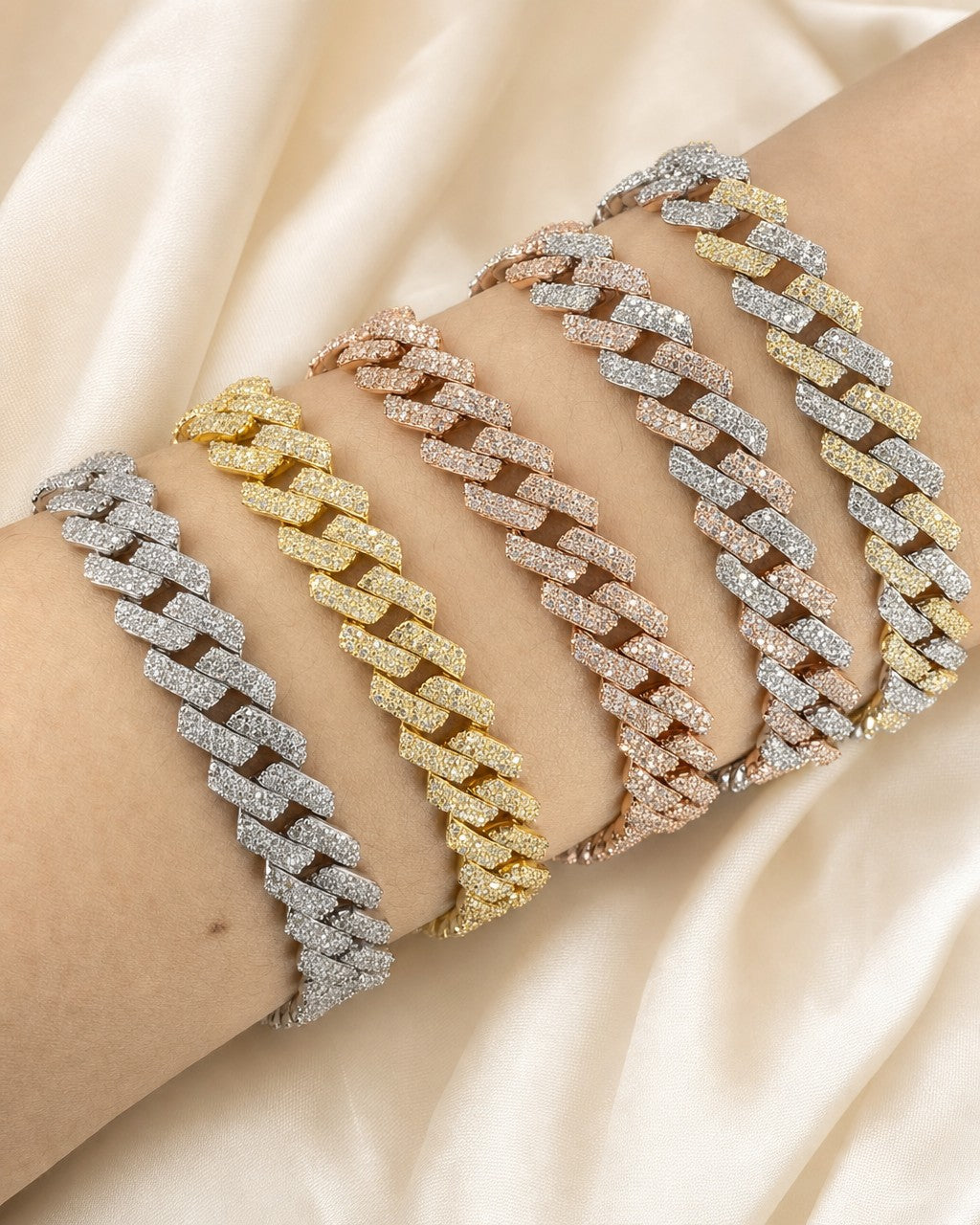 10K 8MM Cuban Link Diamond Bracelet 7.5" styled photo