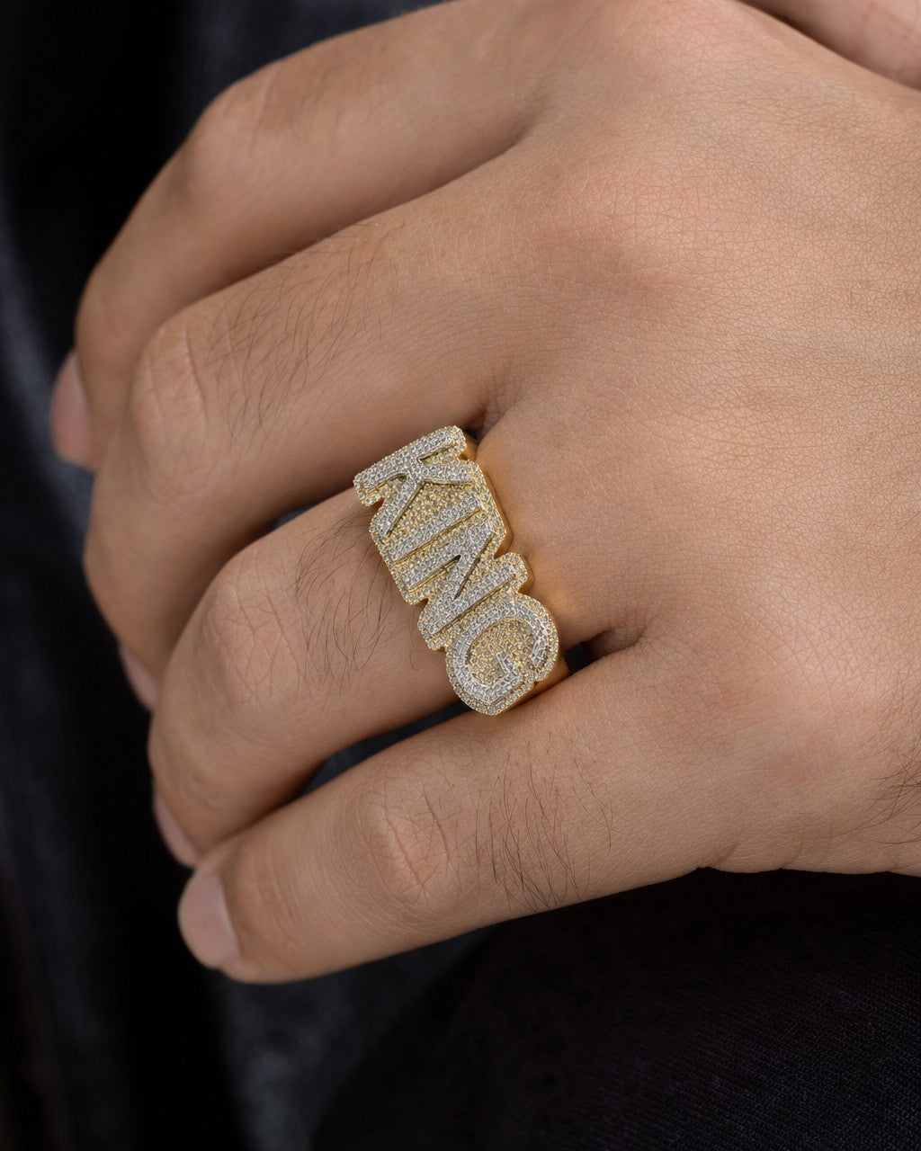 Male model wearing 10K King Jumbo Diamond Ring