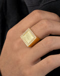 Male model wearing 10K Square Photo Diamond Ring
