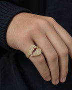 Male model wearing 10K Broken Heart Diamond Ring
