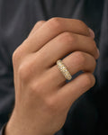 Male model wearing 14K Dome Diamond Baguette Ring