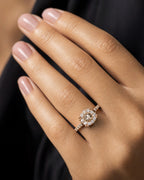 Female model wearing 14K Juliet Circle Diamond Engagement Ring
