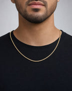 Male model wearing 14K 1.6MM Popcorn Chain 16"