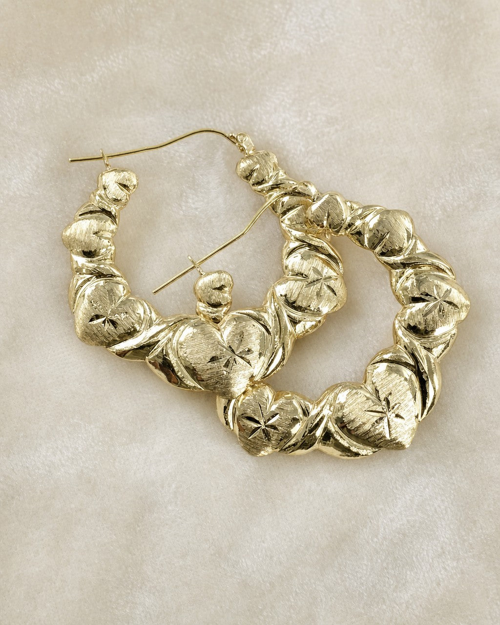 10K Circle Puff Cannabis Hoop Earrings styled photo