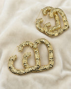 10K Bamboo Heart Hoop Earrings styled photo