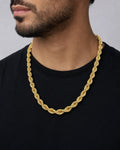 Male model wearing 14K 12MM Bold Rope Chain 26"