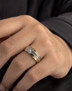 Male model wearing 14K Morning Star Diamond Ring