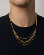 Male model wearing 10K Layered Gold Necklace