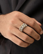 Male model wearing 14K Two-Tone Cuban Link Diamond Ring