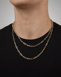 Male model wearing 14K Gold 3.8MM Paper Clip Chain 16"-20"
