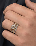 Male model wearing 14K Two-Tone Stacked Diamond Ring