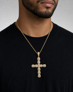 Male model wearing 14K Diamond Cross Pendant