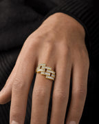 Male model wearing 14K Cuban Link Diamond Baguette Ring