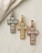 14K 3D Cross Diamond Pendant styled photo