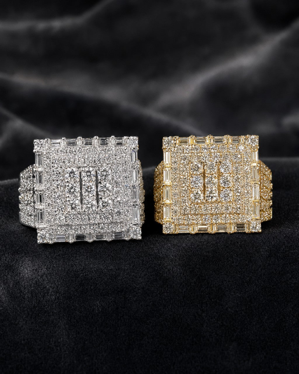 14K Diamond Square Baguette Ring styled photo